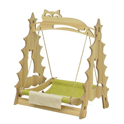 Дерев'яне ліжко-гамак для котів